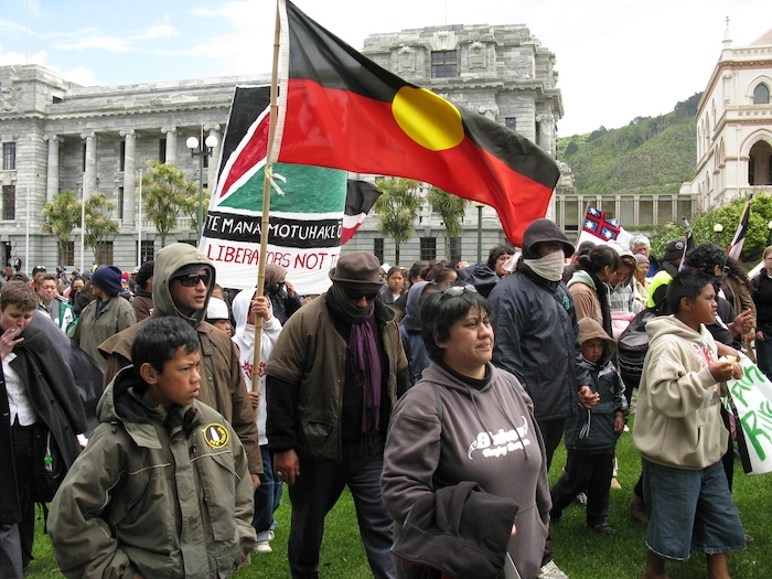 Photographs of Tuhoe protesters, Wellington