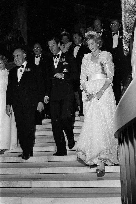 Princess Diana, Prince Charles and Robert Muldoon, Wellington, New Zealand