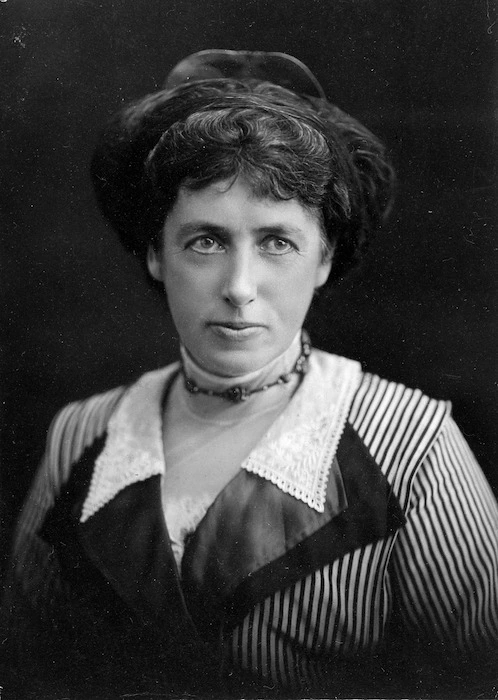 Formal head and shoulders portrait of Frances Hodgkins - Photograph taken by Alice Mills