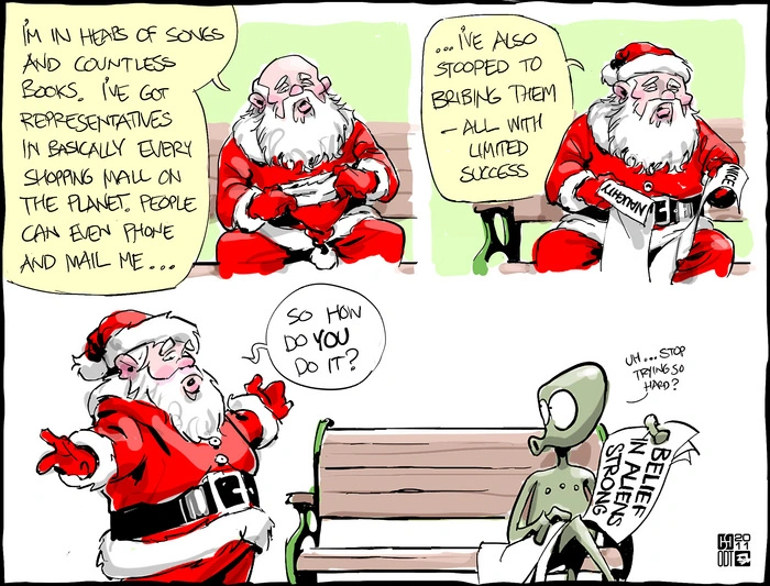 Smith, Hayden James, 1976- :[Santa versus Alien]. 8 December 2011