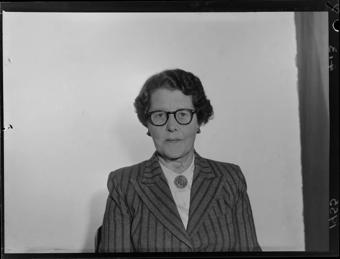 Portrait of Mrs Howitt, who wears glasses