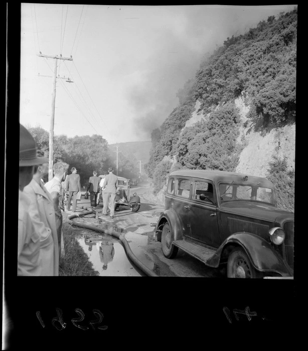 Bush fire, Taita Gorge road, Lower Hutt, Wellington