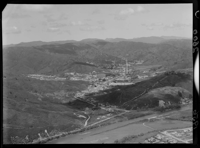 Aerial view of Stokes Valley, Lower Hutt, Wellington Region, including Hutt River