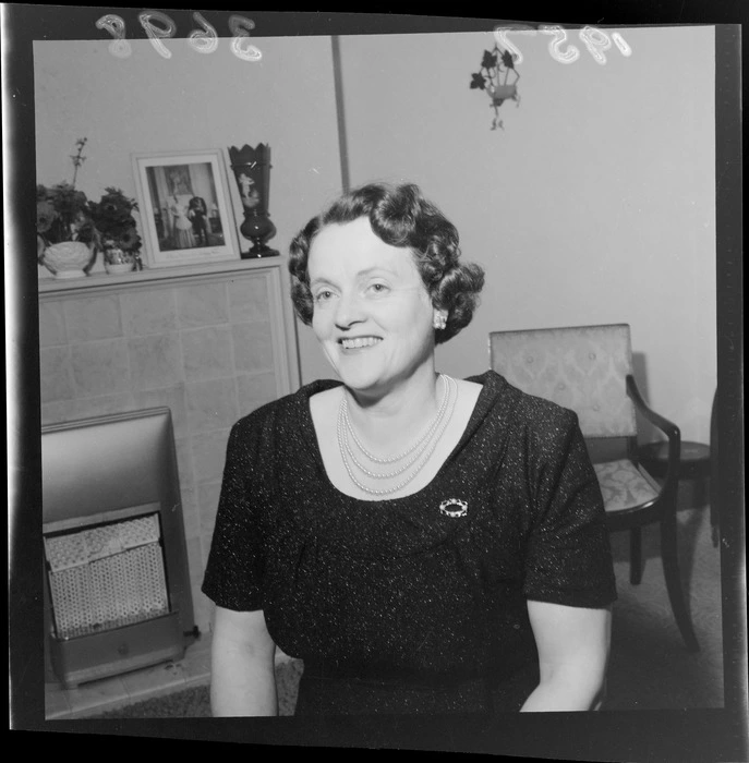 Norma Holyoake, wife of the new Prime Minister, at home in Wellington