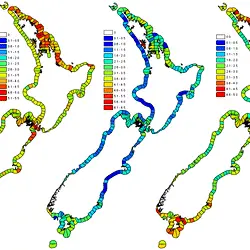 Spatial distribution of biodiversity in New Zealand's 12-nautical mile (22.2 km) territorial waters.
