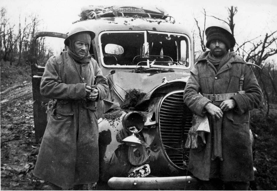 Damaged truck in Greece