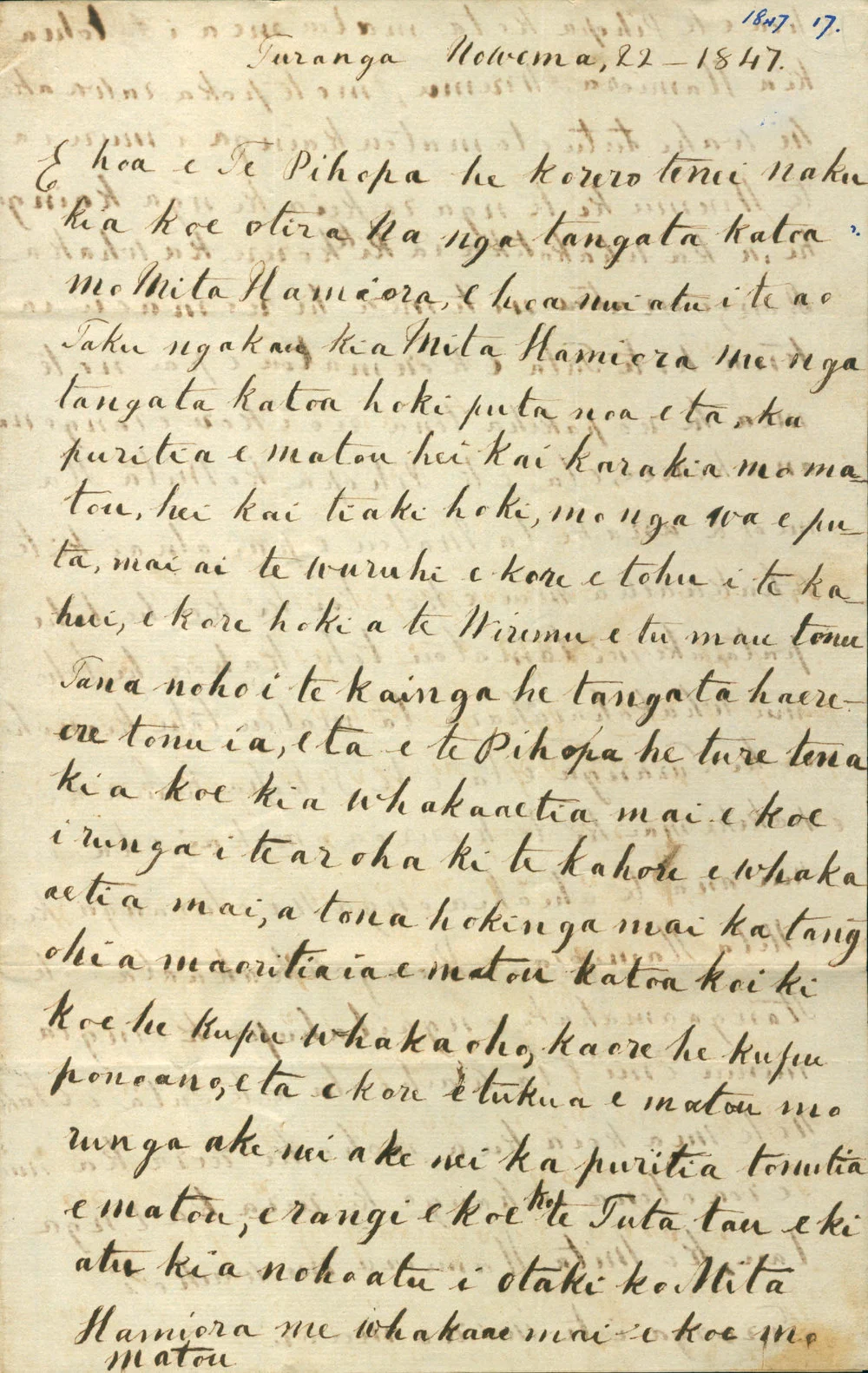 Letter from Gisborne Tribes at Turanga