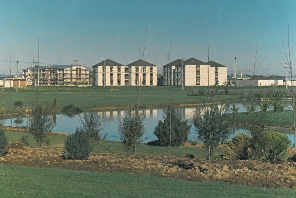 Student Village and lake, 1969