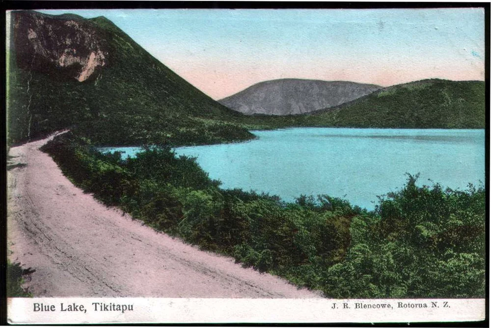 Blue Lake Tikitapu J. R. Blencowe Rotorua New Zealand. Postcard E. R Warner Ruakura Private Bag Hamilton
