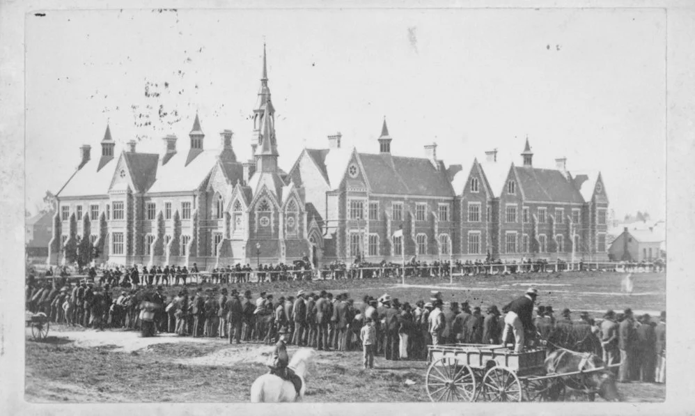 The Normal School and Cramner Square Christchurch (Caption: The Normal School in Cranmer Square)