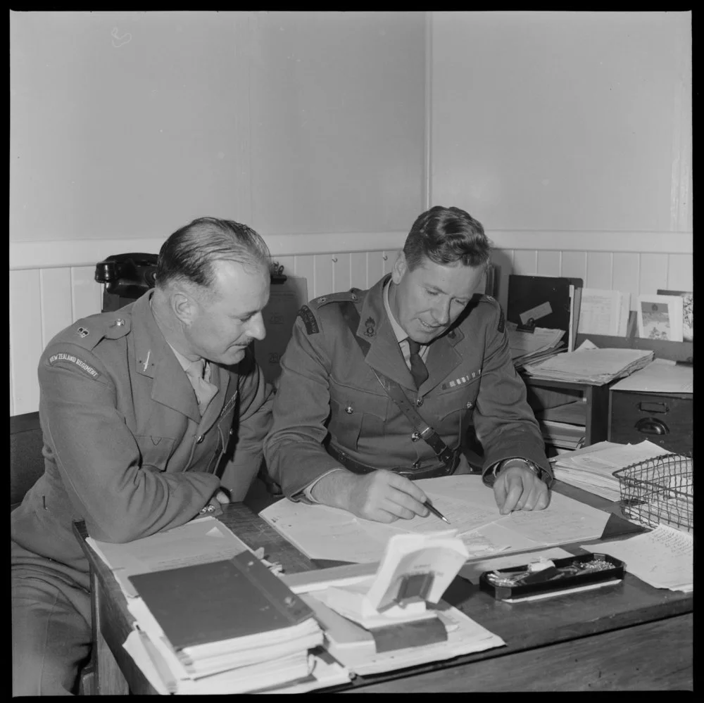 Army training. Mayor Phillips & Major R.L. Ryan