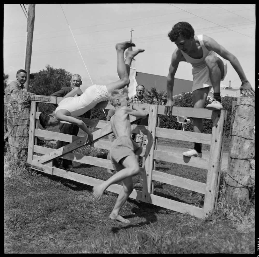 Te Puna School Steeplechase. Kevin Nicholas, Brian Earp, Denis Hirama