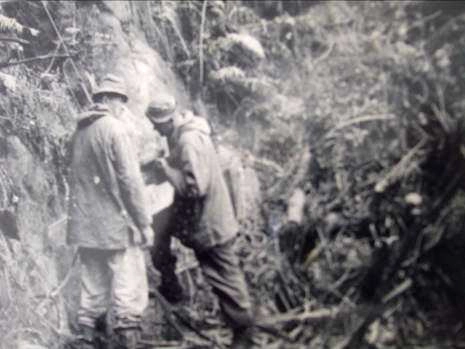 Drilling in prep for burying DC3 on Kaimai Ranges
