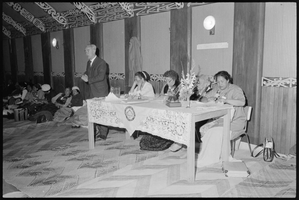 Hui inside Whakaue Marae, Maketū