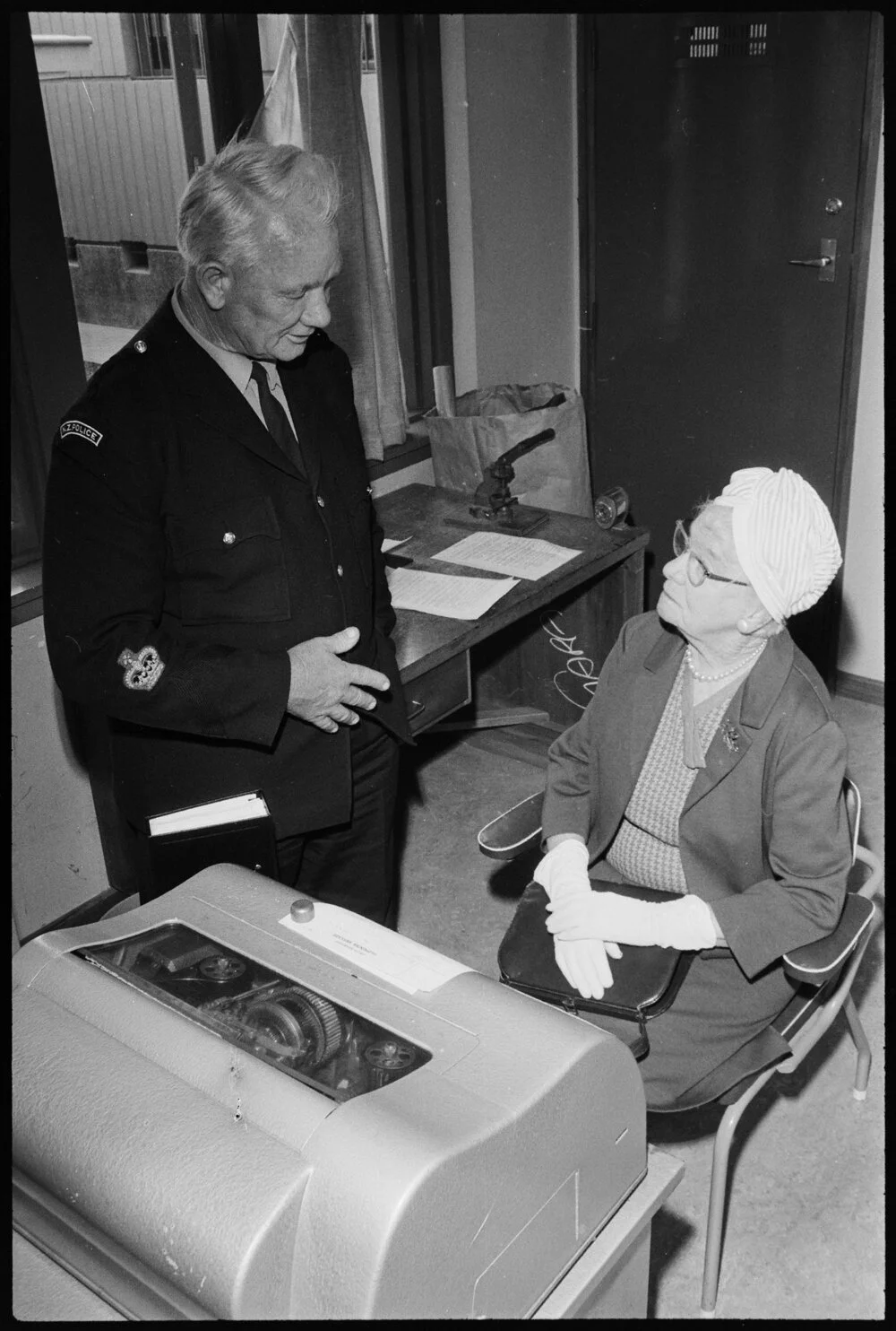 Mrs Mary Stewart and police Senior Sergeant Goodall