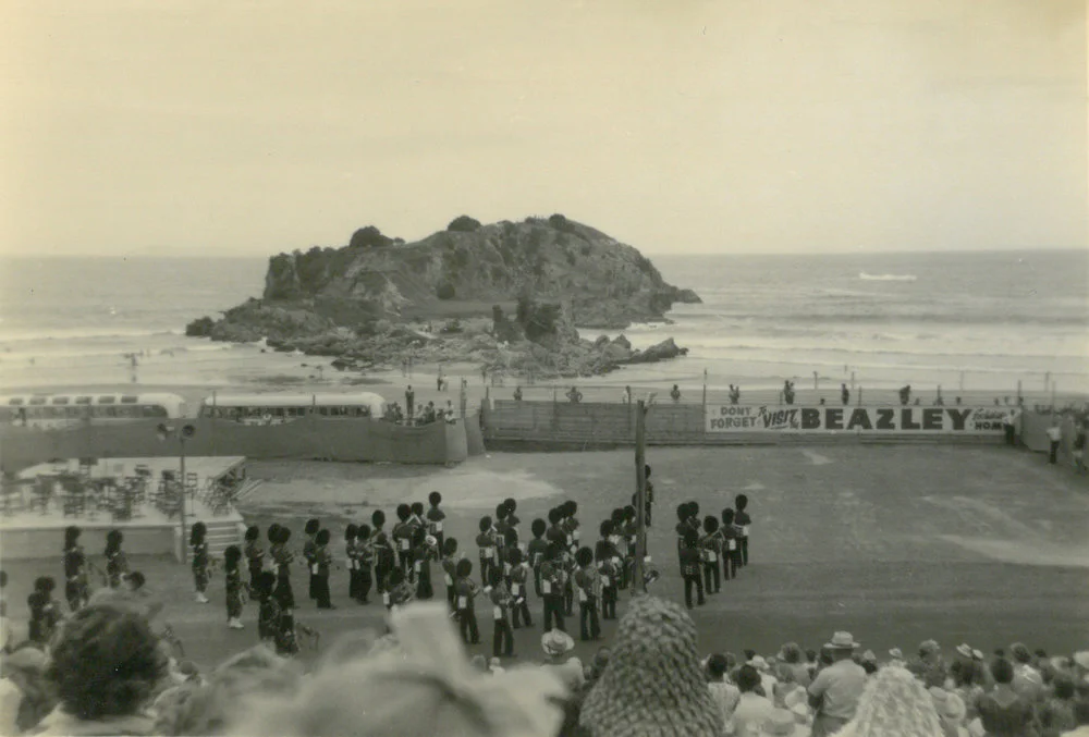 Moturiki (Leisure Island) from Hopukiore (Mount Drury) c. 1963