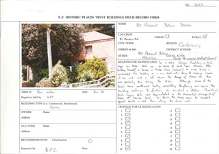 Building Record Forms for Mt Pleasant Station Stables, 31 Onuku Road, Akaroa