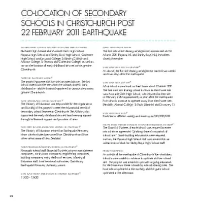 Christchurch: The Transitional City Pt IV, pages 282-283: Co-Location of Secondary Schools in Christchurch