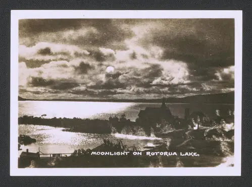 Photograph showing "Moonlight on Rotorua Lake", ca. 1900-1910