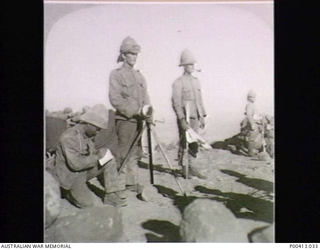 NEW ZEALAND HILL, SOUTH AFRICA, 1900. BRITISH SOLDIERS SIGNALLING FROM NEW ZEALAND HILL TO RENSBURG AFTER THEIR COMMANDERS HAD BEEN KILLED