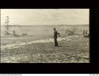 L5 105MM PACK HOWITZERS OF 161 FIELD BATTERY (161 FD BTY), ROYAL NEW ZEALAND ARTILLERY, SET UP IN THE FIELD AT A TEMPORARY FIRING POSITION ON THE SOUTHERN SIDE OF THE DONG NAI RIVER, SIX KILOMETRES ..