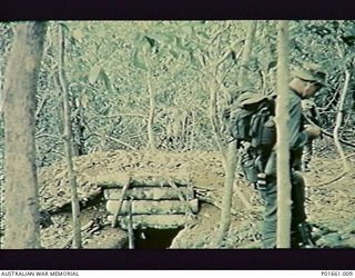 VIETNAM, 1968-02. A BUNKER IN A VIET CONG CAMP THAT WAS ATTACKED BY V COMPANY, A NEW ZEALAND COMPONENT OF THE ANZAC BATTALION, DURING OPERATION COBURG IN THE BORDER AREA OF BIEN HOA AND LONG KHANH ..