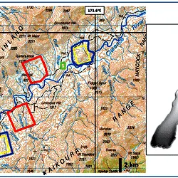 Location of the Muzzle Station/Clarence Reserve study sites within the northern South Island high country region of New Zealand.