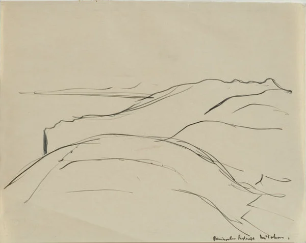 Working drawings for three paintings of the Otago Peninsula. Peninsula landscape.