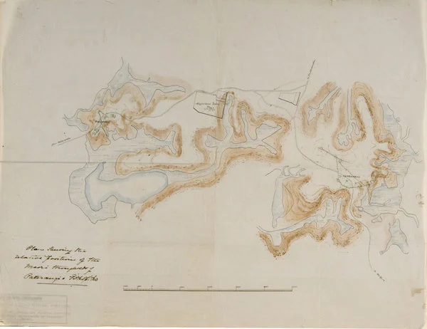 Plan showing the relative positions of the Maori strongholds of Paterangi and Pikopiko.