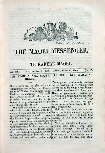 Proceedings of the Kohimarama Conference, in The 'Maori Messenger' Extra.
