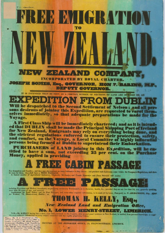 Free emigration to New Zealand poster