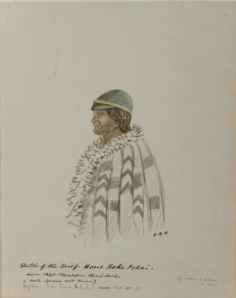 Sketch of the chief Hone Heke Pokai ca 1845. E.M.H.