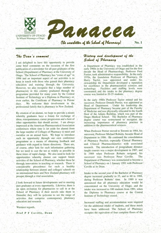 Panacea: The Newsletter of the School of Pharmacy, No. 1