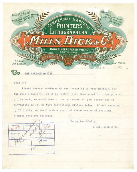 Mills, Dick & Co. letterhead