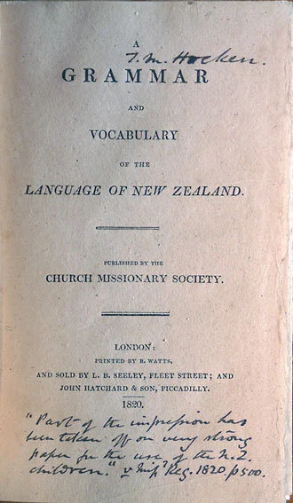 A Grammar and vocabulary of the language of New Zealand.