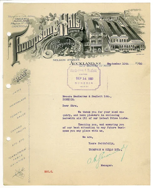 Thompson & Hills Limited letterhead