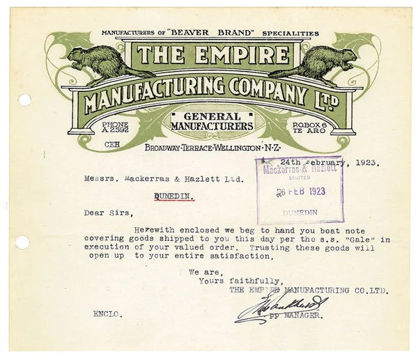 Empire Manufacturing Company Limited letterhead