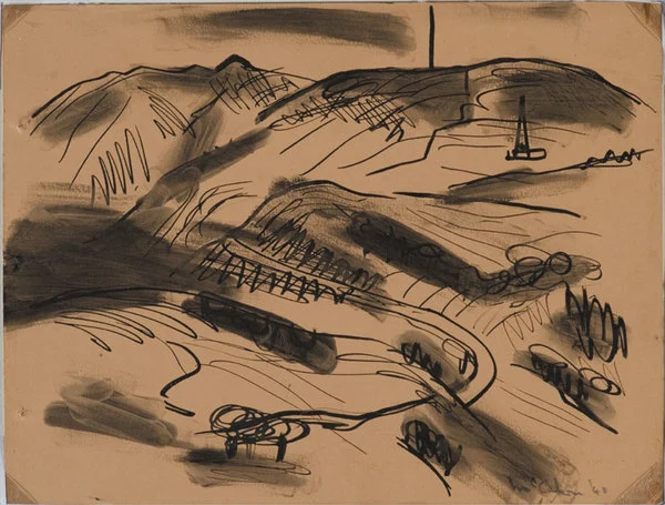 Working drawings for three paintings of the Otago Peninsula. Otago Peninsular landscape.