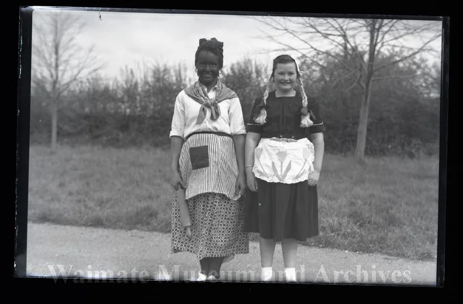 St Patrick's school fancy dress.  Two unknown girls