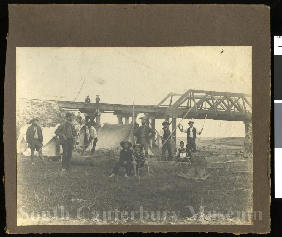[Fishing at Waitarakao (Washdyke Lagoon), Timaru]
