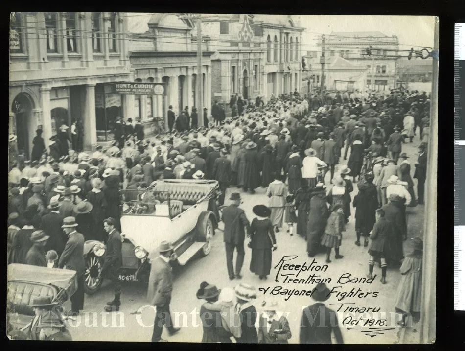 Reception Trentham Band & Bayonet Fighters, Timaru Oct 1918