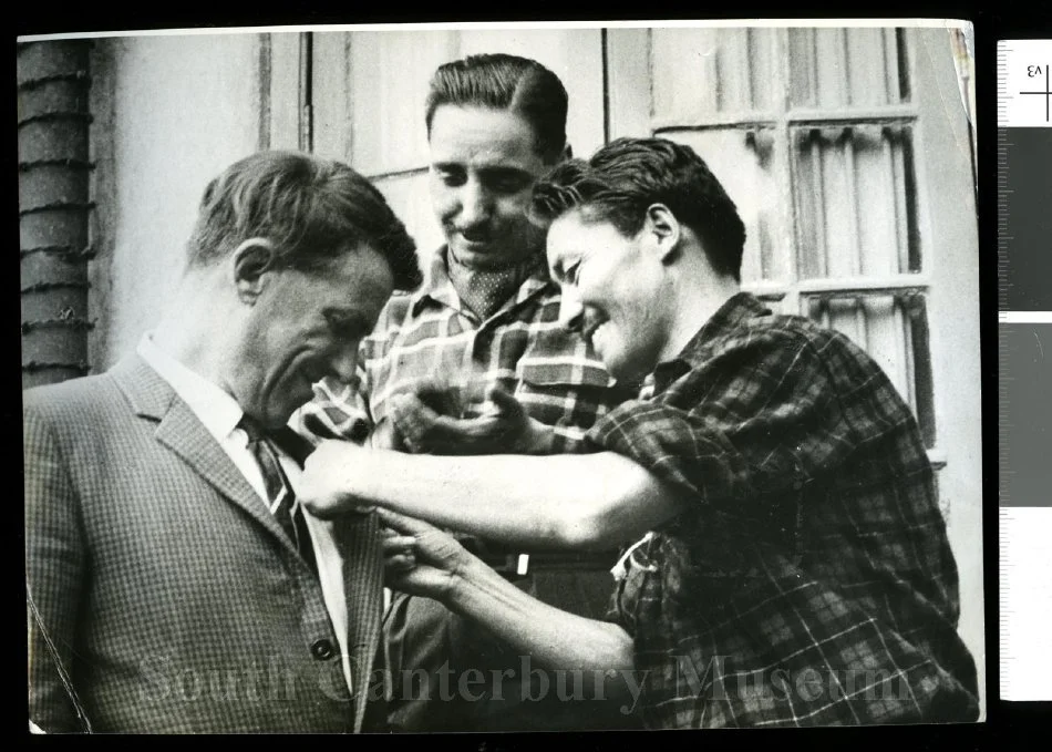 Sir Edmund Hillary with Tensing Norgay and Brigadier Gyan Singh