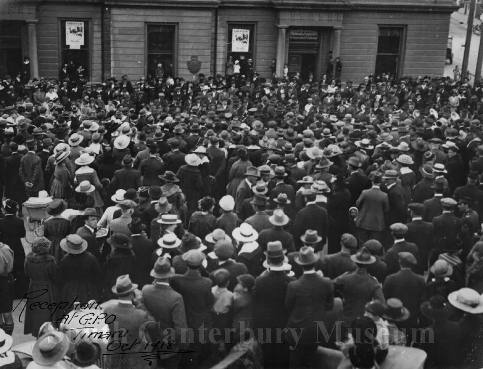 Reception of the Trentham Military Band, Timaru, 1918