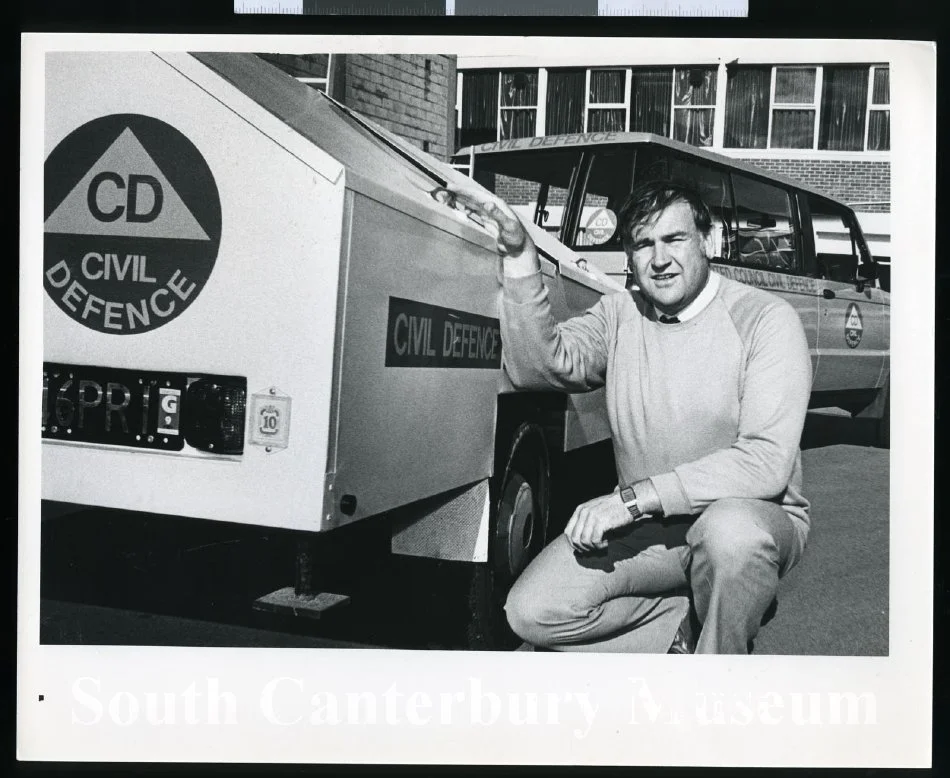 Eric Spittal with Civil Defence Trailer