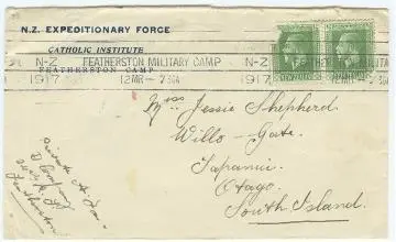 Catholic Institute, Featherston Military Camp : envelope
