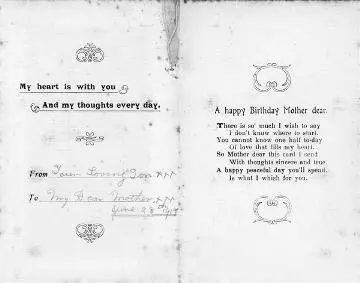 'Kind thoughts' : birthday postcard