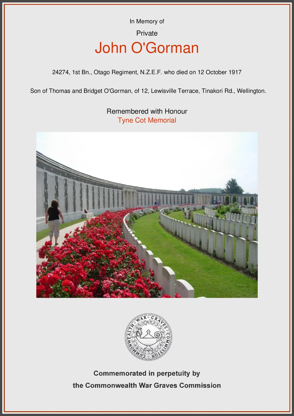 John O'Gorman - Lest we forget