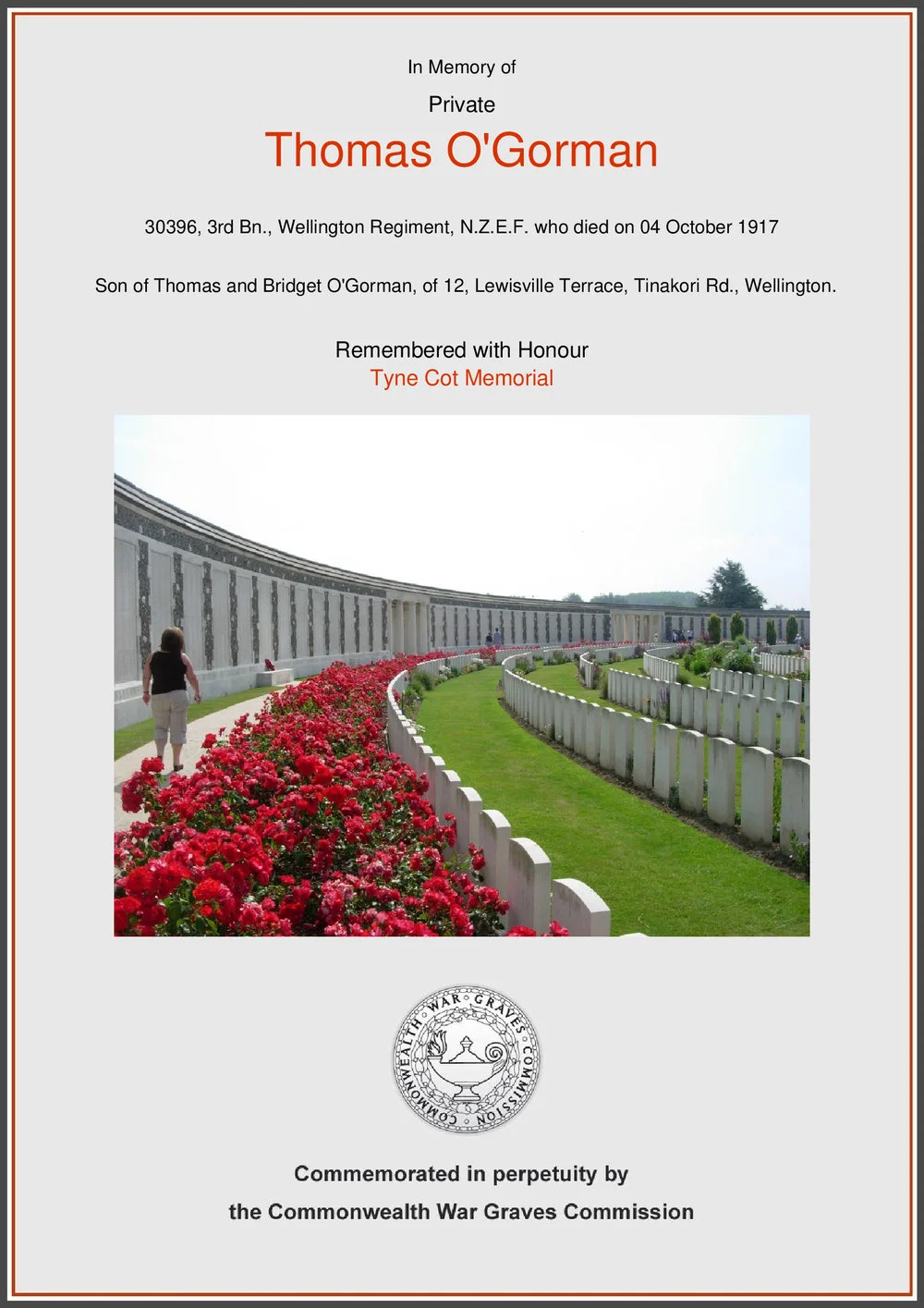 Thomas O'Gorman - Lest we forget