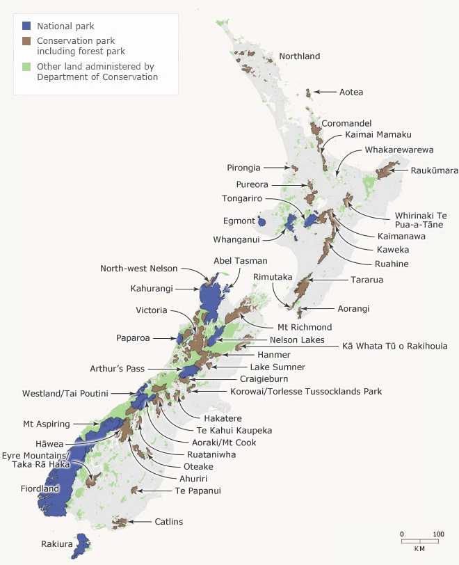 Land administered by the Department of Conservation