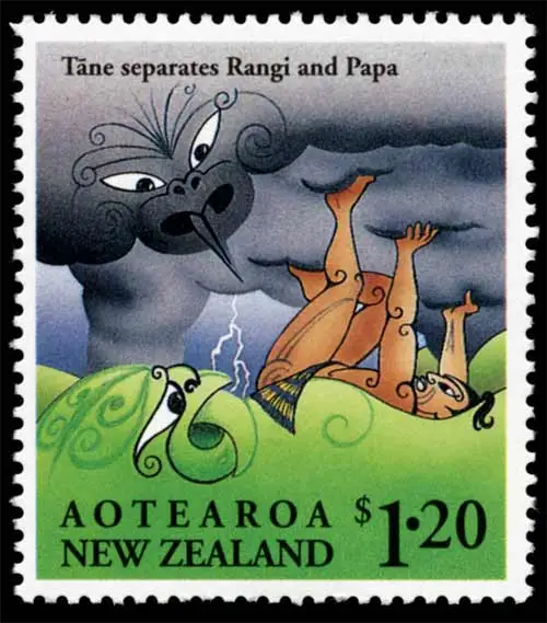 Tāne separating Rangi and Papa